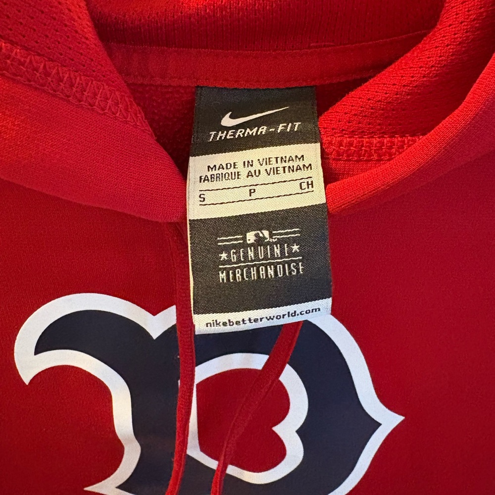 Nike Red Hoodie with Navy and White Boston B Logo - Picture 3 of 4